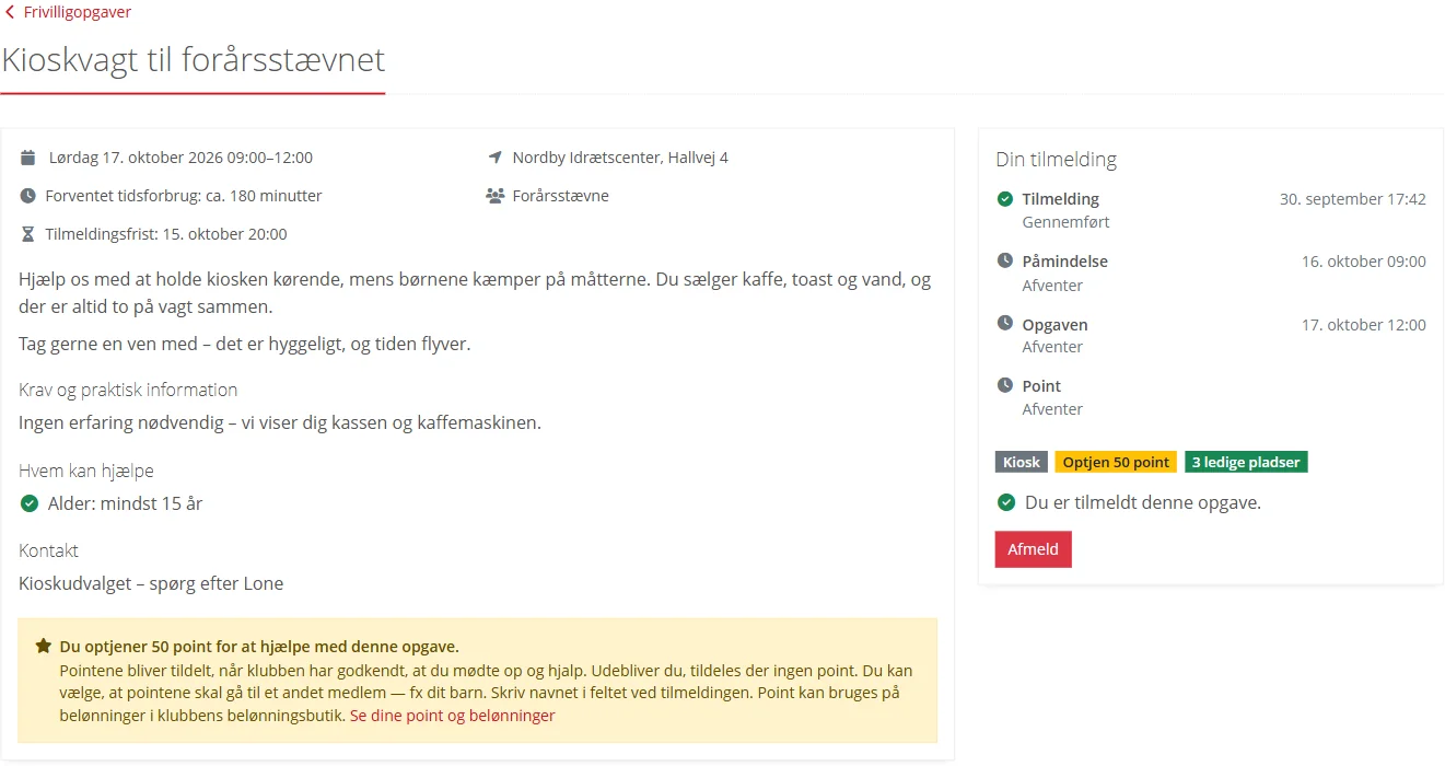 Frivilligopgave med ledige pladser